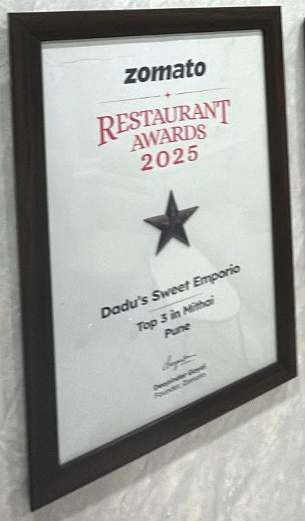Zomato Restaurant Awards 2025 Top 3 in Mithai Pune